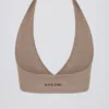 Reggiseno sportivo con scollo a V in jersey spazzolato color moka melange Reggiseno sportivo con scollo a V in jersey spazzolato color moka melange