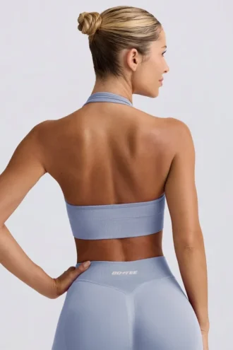 Reggiseno sportivo con scollo all’americana Define Luxe in grigio blu