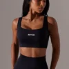 Reggiseno sportivo con scollo quadrato e schiena scoperta in nero