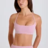 Reggiseno sportivo con scollo rotondo e lacci sul collo in malva Reggiseno sportivo con scollo rotondo e lacci sul collo in malva