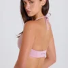 Reggiseno sportivo con scollo rotondo e lacci sul collo in malva Reggiseno sportivo con scollo rotondo e lacci sul collo in malva