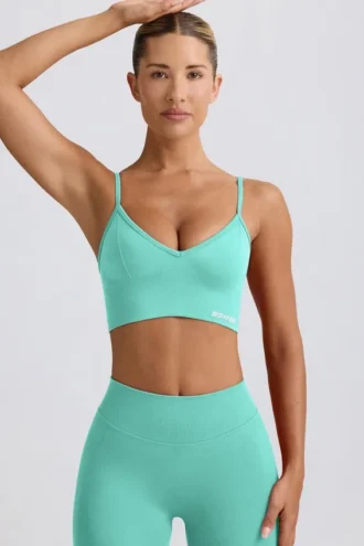 Reggiseno sportivo Define Luxe con scollo a V in menta