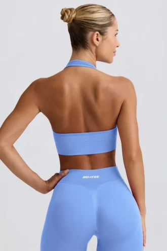 Reggiseno sportivo Define Luxe con scollo all’americana in azzurro