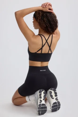Reggiseno sportivo Define Luxe con spalline in nero