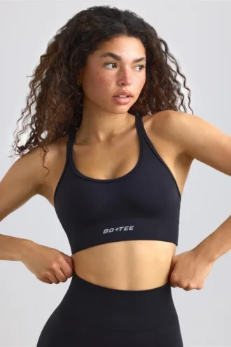 Reggiseno sportivo Define Luxe con spalline in nero