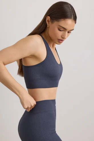 Reggiseno sportivo FlexiRib con dorso a vogatore in Indigo Slate