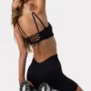 Reggiseno sportivo FlexiRib con scollo rotondo e allacciatura sul retro, colore nero Reggiseno sportivo FlexiRib con scollo rotondo e allacciatura sul retro, colore nero