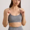Reggiseno sportivo FlexiRib con scollo rotondo in grigio melange Reggiseno sportivo FlexiRib con scollo rotondo in grigio melange