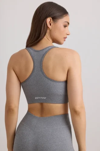Reggiseno sportivo FlexiRib con spalline larghe in grigio melange