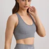 Reggiseno sportivo FlexiRib con spalline larghe in grigio melange Reggiseno sportivo FlexiRib con spalline larghe in grigio melange
