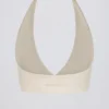 Reggiseno sportivo in jersey spazzolato con scollo a V in avorio melange Reggiseno sportivo in jersey spazzolato con scollo a V in avorio melange