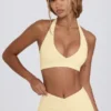 Reggiseno sportivo in jersey spazzolato con scollo a V in misto limone Reggiseno sportivo in jersey spazzolato con scollo a V in misto limone