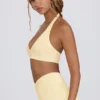 Reggiseno sportivo in jersey spazzolato con scollo a V in misto limone Reggiseno sportivo in jersey spazzolato con scollo a V in misto limone