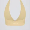 Reggiseno sportivo in jersey spazzolato con scollo a V in misto limone Reggiseno sportivo in jersey spazzolato con scollo a V in misto limone