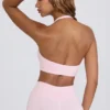 Reggiseno sportivo in jersey spazzolato con scollo a V in rosa pallido melange Reggiseno sportivo in jersey spazzolato con scollo a V in rosa pallido melange
