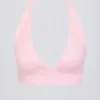 Reggiseno sportivo in jersey spazzolato con scollo a V in rosa pallido melange Reggiseno sportivo in jersey spazzolato con scollo a V in rosa pallido melange
