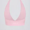 Reggiseno sportivo in jersey spazzolato con scollo a V in rosa pallido melange Reggiseno sportivo in jersey spazzolato con scollo a V in rosa pallido melange