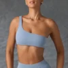 Reggiseno sportivo monospalla in blu slavato Reggiseno sportivo monospalla in blu slavato