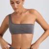 Reggiseno sportivo monospalla in grigio antracite slavato Reggiseno sportivo monospalla in grigio antracite slavato