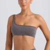 Reggiseno sportivo monospalla in grigio antracite slavato Reggiseno sportivo monospalla in grigio antracite slavato