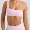 Reggiseno sportivo monospalla in rosa ghiaccio slavato Reggiseno sportivo monospalla in rosa ghiaccio slavato