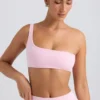 Reggiseno sportivo monospalla in rosa ghiaccio slavato Reggiseno sportivo monospalla in rosa ghiaccio slavato