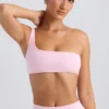 Reggiseno sportivo monospalla in rosa ghiaccio slavato Reggiseno sportivo monospalla in rosa ghiaccio slavato