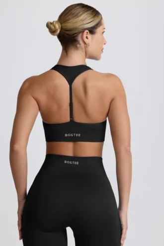 Reggiseno sportivo senza cuciture con dorso a T Super Sculpt in nero