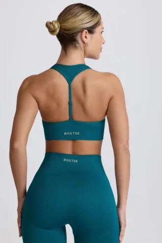 Reggiseno sportivo senza cuciture con dorso a T Super Sculpt in verde acqua