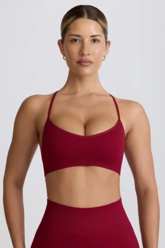 Reggiseno sportivo senza cuciture con incrocio sulla schiena Super Sculpt in bordeaux