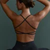 Reggiseno sportivo senza cuciture con spalline in nero Reggiseno sportivo senza cuciture con spalline in nero