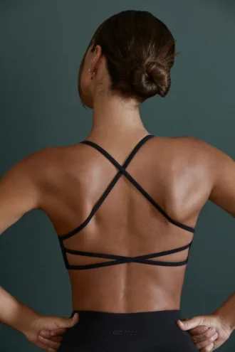 Reggiseno sportivo senza cuciture con spalline in nero