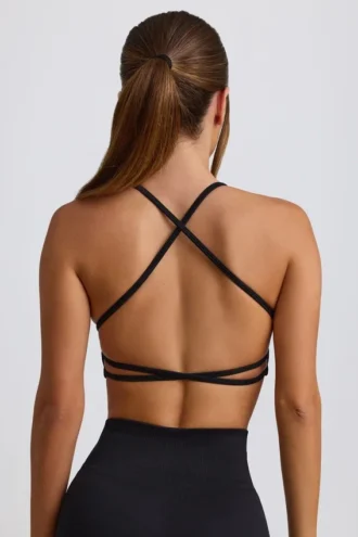 Reggiseno sportivo senza cuciture e senza schienale Super Sculpt in nero Reggiseno sportivo senza cuciture e senza schienale Super Sculpt in nero