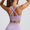 Reggiseno sportivo senza cuciture Super Sculpt con incrocio sulla schiena in lilla tenue Reggiseno sportivo senza cuciture Super Sculpt con incrocio sulla schiena in lilla tenue