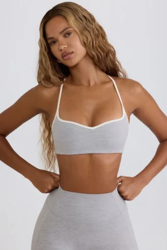 Reggiseno sportivo Soft Active con scollo a cuore in grigio