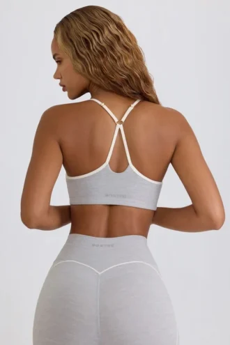 Reggiseno sportivo Soft Active con scollo a cuore in grigio melange