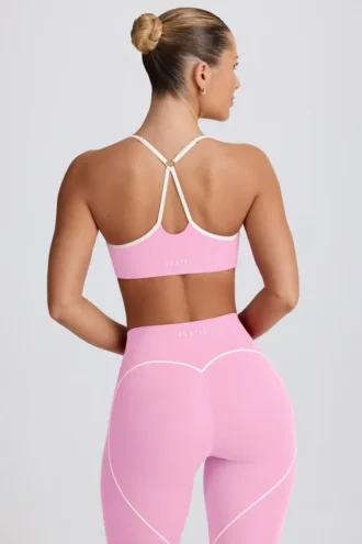 Reggiseno sportivo Soft Active con scollo a cuore in rosa baby