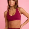 Reggiseno sportivo Soft Active con scollo a V in bordeaux