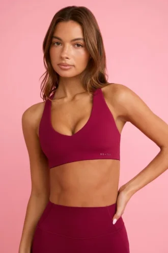 Reggiseno sportivo Soft Active con scollo a V in bordeaux