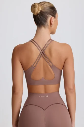 Reggiseno sportivo Soft Active con scollo a V in Mocha