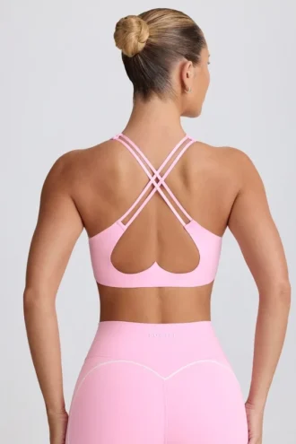 Reggiseno sportivo Soft Active con scollo a V in rosa baby