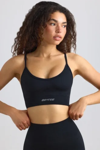 Reggiseno sportivo Super Sculpt senza cuciture con scollo rotondo in nero
