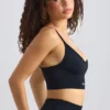 Reggiseno sportivo Super Sculpt senza cuciture con scollo rotondo in nero