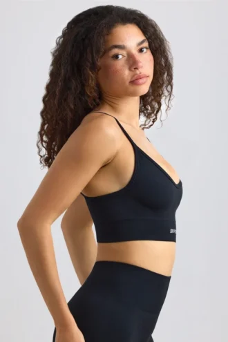 Reggiseno sportivo Super Sculpt senza cuciture con scollo rotondo in nero