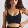Reggiseno sportivo Super Sculpt senza cuciture con scollo rotondo in nero