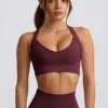 Reggiseno sportivo Super Sculpt senza cuciture con spalline incrociate in bordeaux