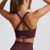 Reggiseno sportivo Super Sculpt senza cuciture con spalline incrociate in bordeaux