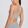 Reggiseno sportivo Super Sculpt senza cuciture con spalline incrociate sul retro in grigio melange