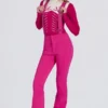 Salopette impermeabile a vita alta con bretelle in rosa magenta Salopette impermeabile a vita alta con bretelle in rosa magenta