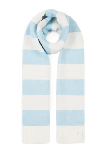 Sciarpa a righe in maglia blu polvere